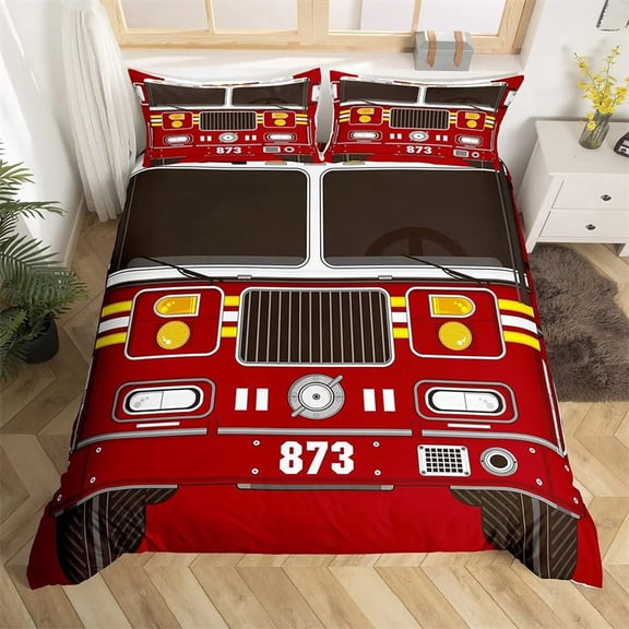 Firefighter Truck Red Firemen Car Bedding Sets exquisite bed supplies set duvet cover bed comforter set luxury birthday gift 