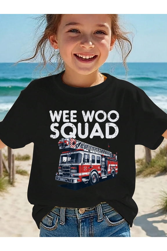 Firefighter Truck Wee Woo Squad Fireman Men Boys Kids Women Kids T-Shirt