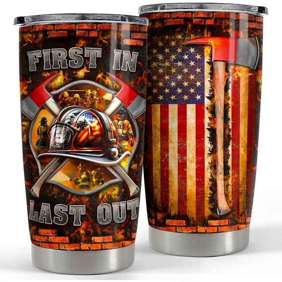 Firefighter Tumbler 20oz Fireman Gifts for Men Stainless Steel Insulated Tumblers Coffee Travel Mug Firefighters Cup Firemen Gift for Birthday Christmas