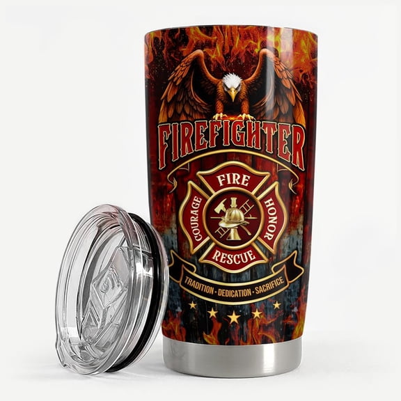 Firefighter Tumbler 20oz Stainless Steel Insulated Coffee Travel Mug Cup Firefighter Gifts for Men Firemen Gift for Birthday Christmas Fathers Day