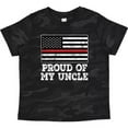 thumbnail image 1 of Firefighter Uncle Red Lineflag Toddler T-Shirt Fireman Thin Apparel TODDLER SHORT SLEEVE TEE BELLA CANVAS 3001T, 1 of 3