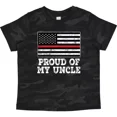 thumbnail image 1 of Firefighter Uncle Red Lineflag Toddler T-Shirt Fireman Thin Apparel TODDLER SHORT SLEEVE TEE BELLA CANVAS 3001T, 1 of 3