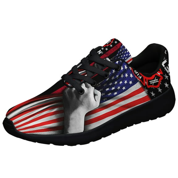 Firefighter Veteran American flag US Shoes Sneakers for Women Men Black Size 3.5