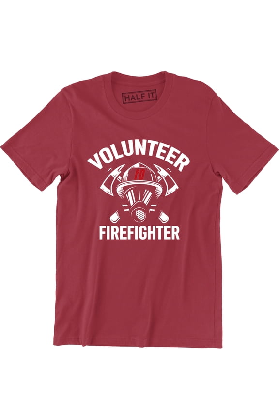 Firefighter Volunr Fire Rescue Thin Red Line Department Mens Tee Shirt