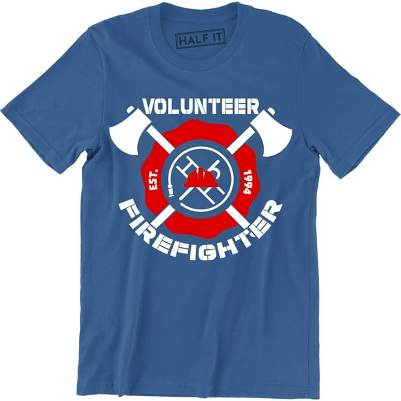 Firefighter Volunr Fire Rescue Thin Red Line Department Mens Tee