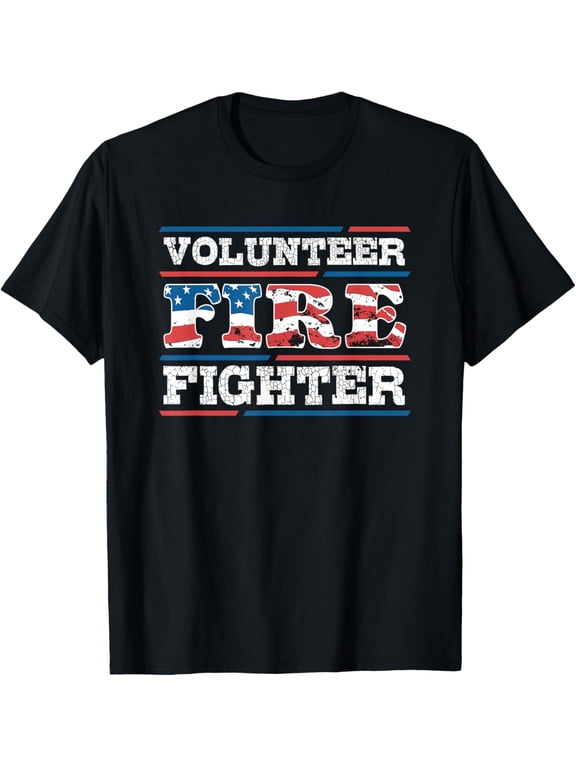 Firefighter Volunteer American Flag Fire Department Fireman T-Shirt men and women can wear, black, white, gifts