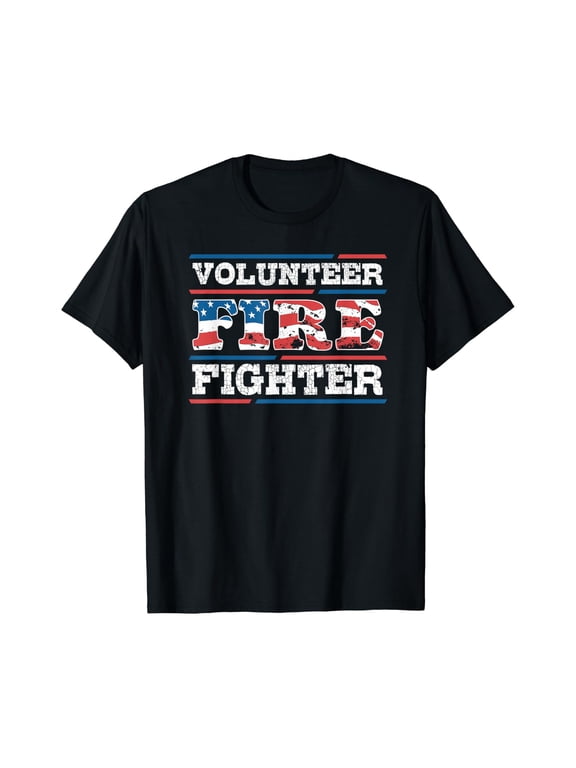 Firefighter Volunteer American Flag Fire Department Fireman T-Shirt