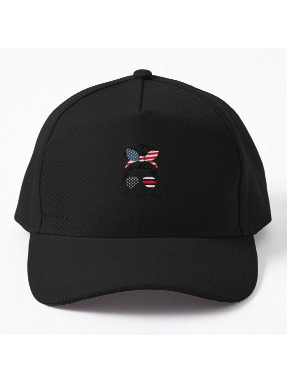 Firefighter Wife Baseball Cap, Fourth of July Messy Bun Family Support Design, Classic Hat