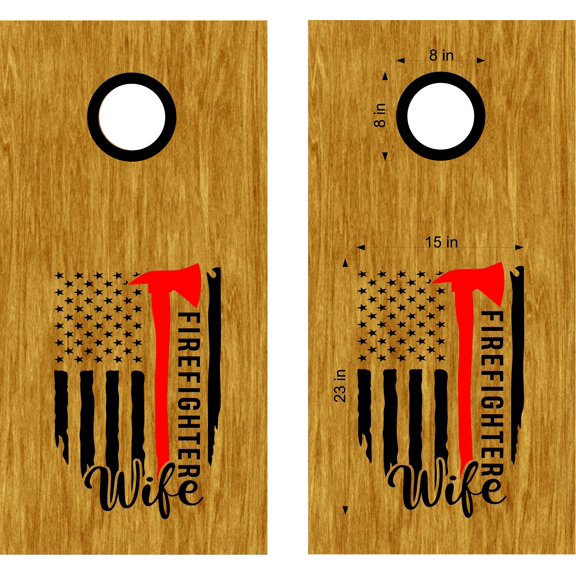 Firefighter Wife Decal - Fireman Sticker for Cornhole Boards - FFD10