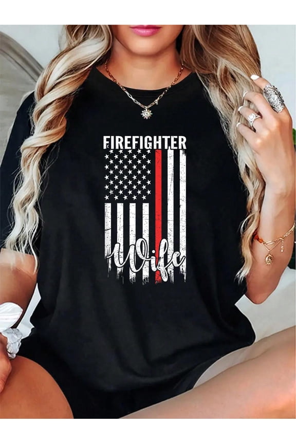 Firefighter Wife Thin Red Line Family Matching T-Shirt