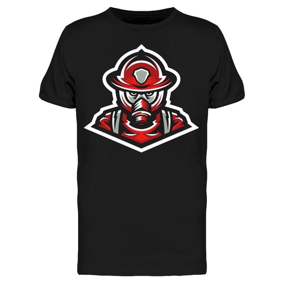 Firefighter With Mask Gas T-Shirt Men -Image by Shutterstock, Male Medium