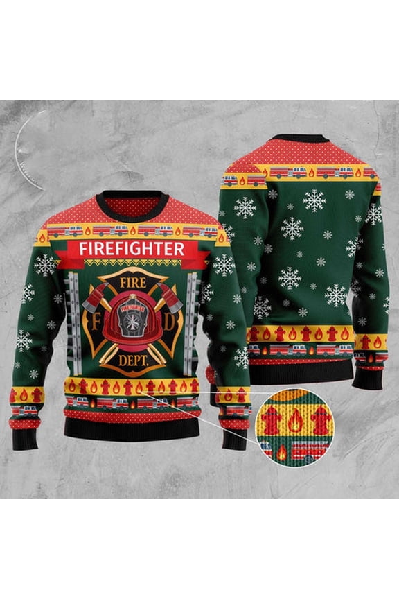 Firefighter Xmas 3D Christmas Sweater, Funny Xmas Sweater, Sweater Xmas