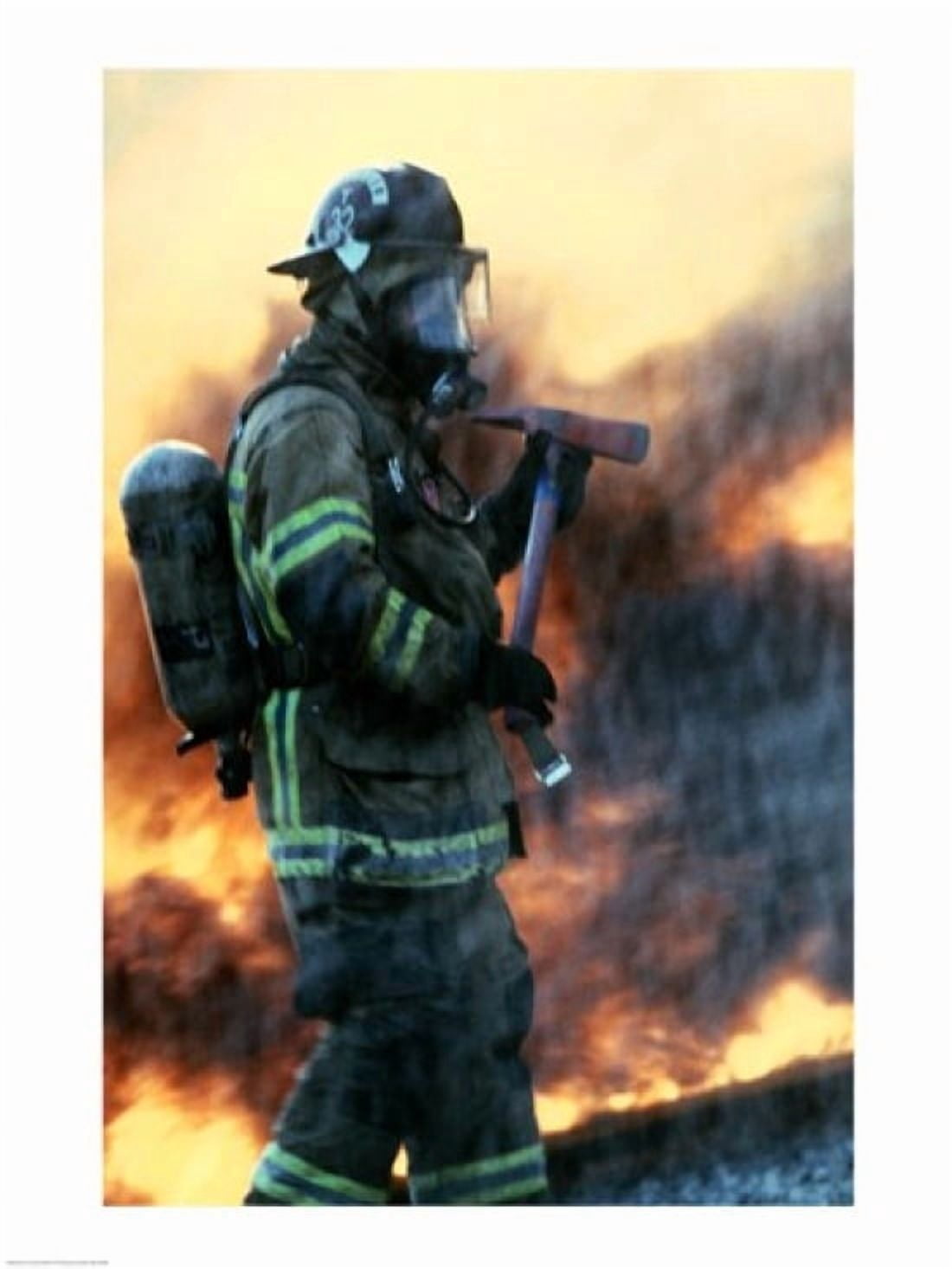 Firefighter at a rescue operation Canvas Art - (18 x 24)