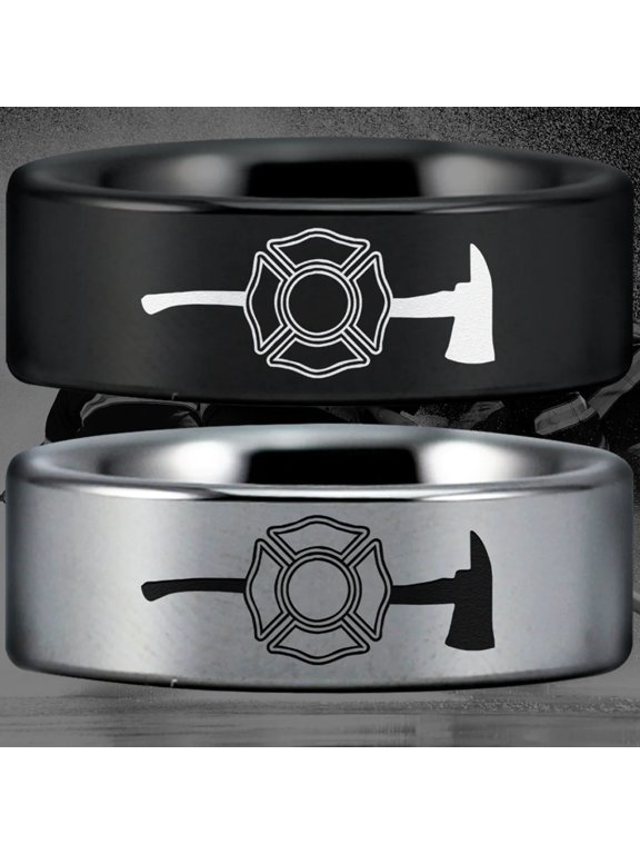 Firefighter's Axe Tungsten Carbide Ring