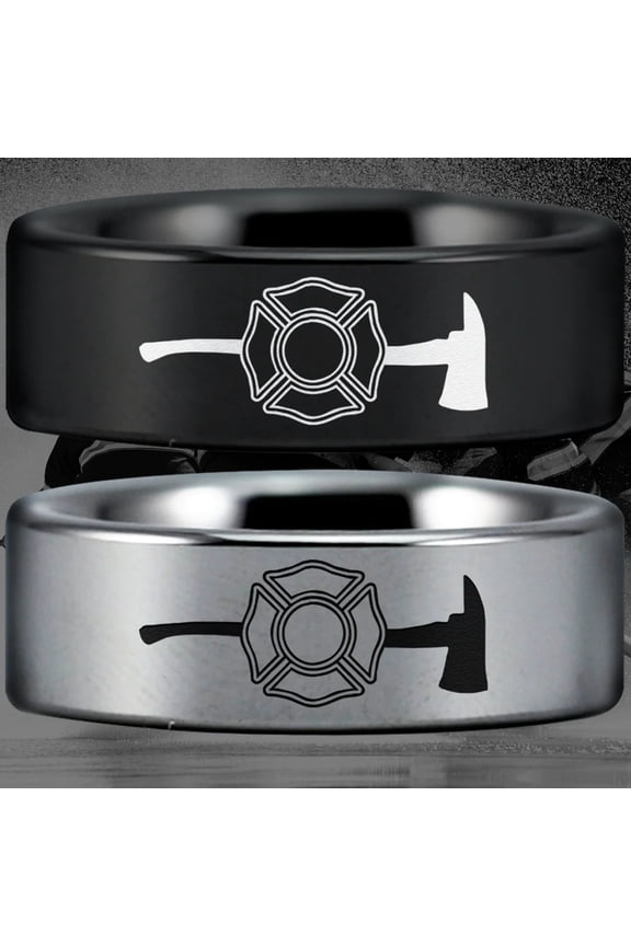 Firefighter's Axe Tungsten Carbide Ring