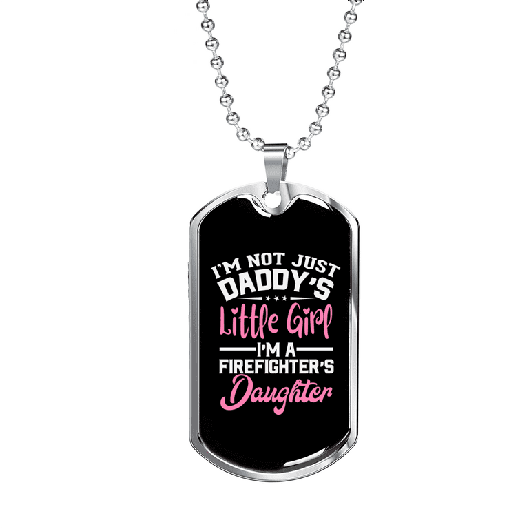 Firefighter s Little Girl Necklace Stainless Steel or 18k Gold Dog Tag 24 Chain Walmart