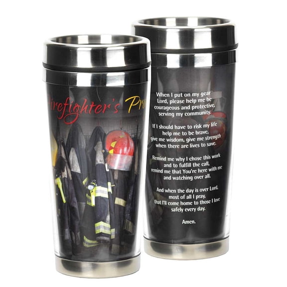 Firefighter's Prayer Come Home Safely 16 Ounce Stainless Steel Travel Mug with Lid