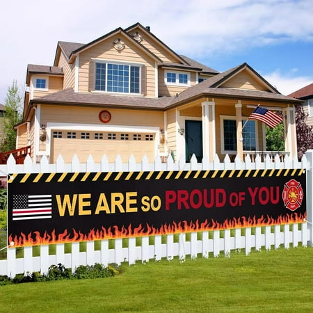 Firefighter we are so proud of you Backdrop Banner, Firefighter Appreciation Decoration