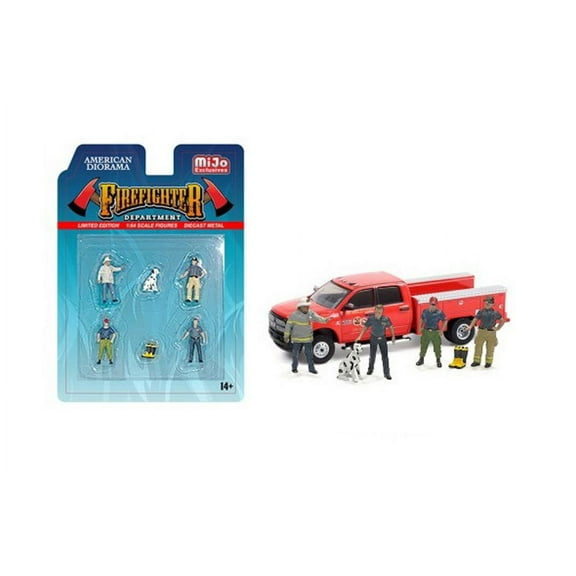 Firefighters 2 Figurine Set, Multi - American Diorama 76482MJ - 1/64 scale Figurine - Diorama Accessory