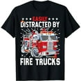 thumbnail image 1 of Firefighters Easily Distracted By Fire Trucks Men Boys Kids T-Shirt, 1 of 5