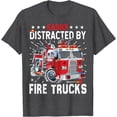 thumbnail image 1 of Firefighters Easily Distracted By Fire Trucks Softstyle Unisex T-Shirt,Dark Heather Grey Color,Size XL, 1 of 5