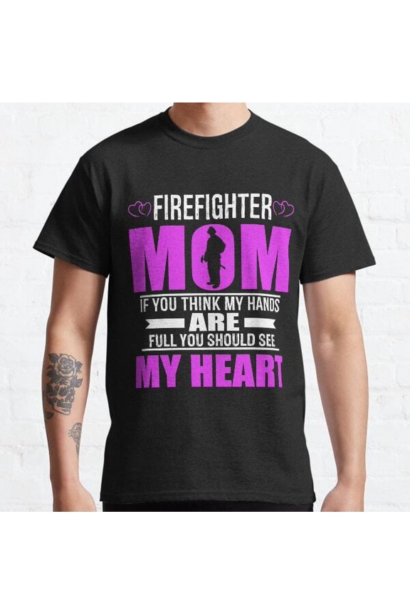 Firefighters Mom Full Heart T-shirt Classic T-shirt