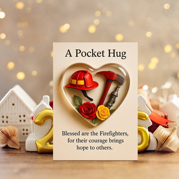 Firefighters Pocket Ornaments Pocket Hug for Men, Small Gifts for Him Gifts for Men, Hug Gift Pocket Hugs for Friends, Greeting Cards Holiday Pocket Hug(1pcs)