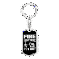 thumbnail image 1 of Firefighters Put Out Fire Stainless Steel or 18k Gold Premium Swivel Dog Tag Keychain, 1 of 10