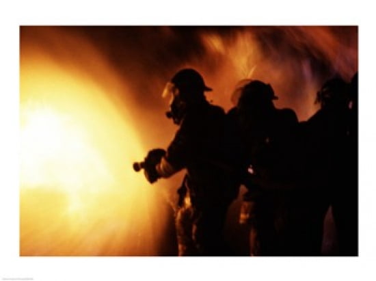 Firefighters during a rescue operation Canvas Art -  (24 x 18)