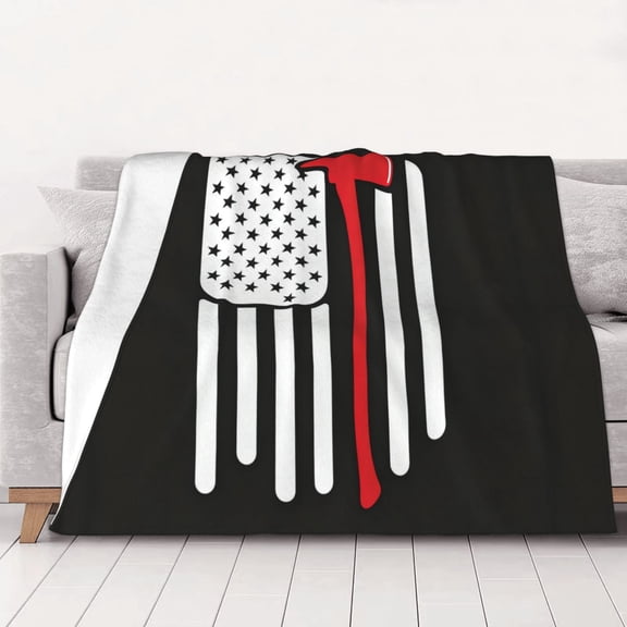 Firefighting Art Firefighter Flag Warm Cozy Plush Throw Blanket for Couch Bed Sofa 40"x30"