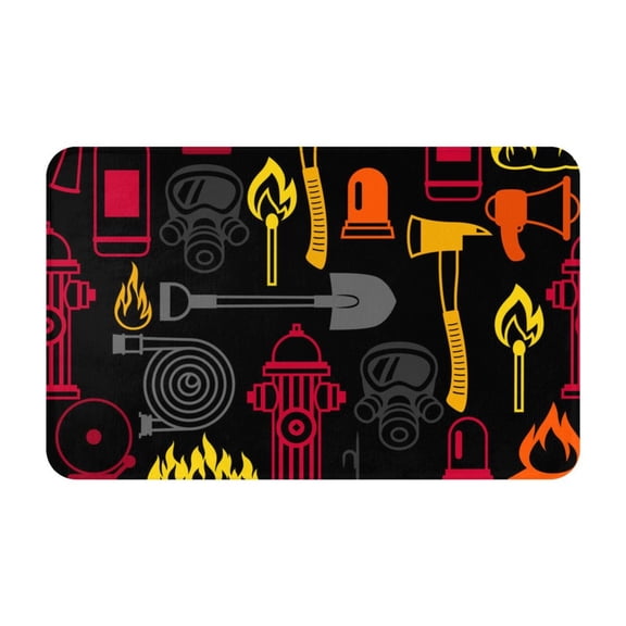 Firefighting Items Fire Firefighter Fighter Front Door Mat Doormat Non Slip Bath Mats 20x31.5 Inch Bathroom Rug Entryway Carpet