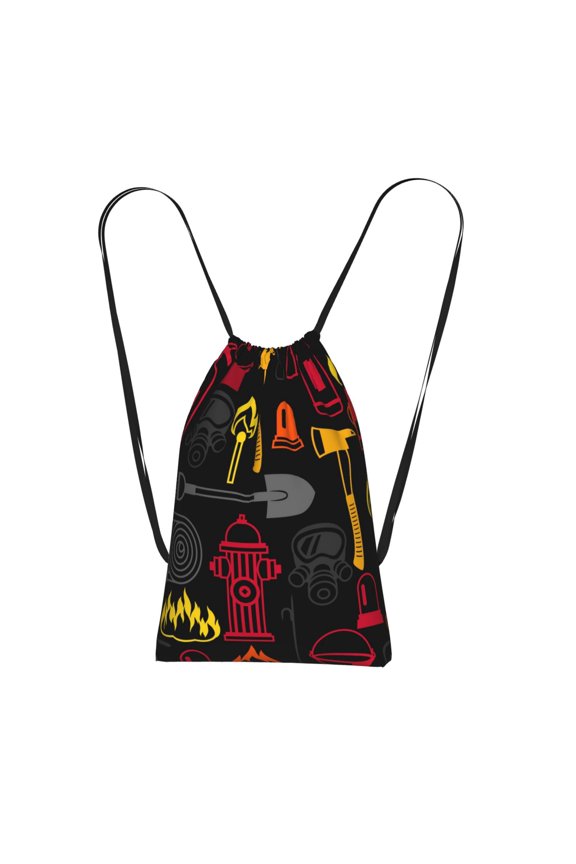 Firefighting Items Fire Firefighter Fighter Packable Drawstring Backpack, Lightweight Foldable Cinch Storage Bag for Gym Travel Shopping