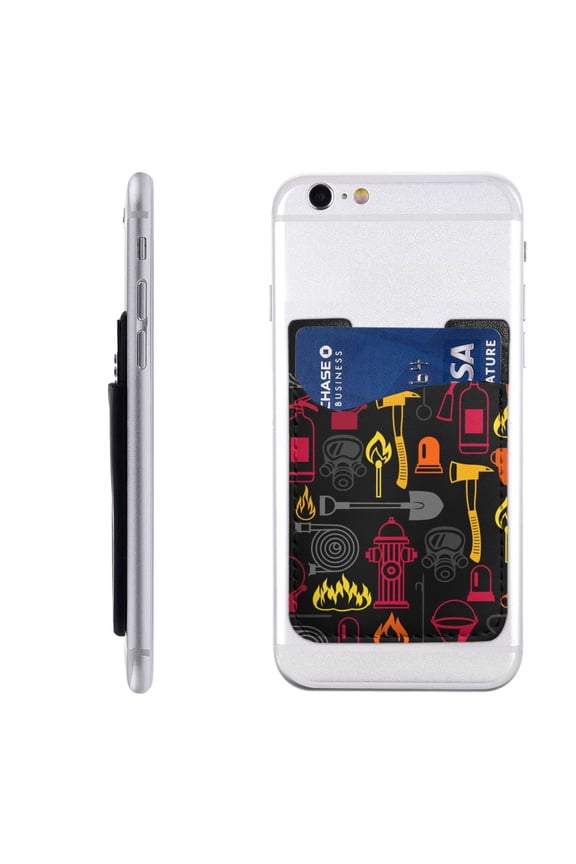 Firefighting Items Fire Firefighter Fighter Phone Card Holder Stick On ID Credit Card Wallet Cell Phone Case Pouch Sleeve Pocket for iPhone Android Smartphones