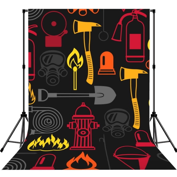 Firefighting Items Fire Firefighter Fighter Photography Backdrop 5x7Ft Background for Photo Studio Video Recording Birthday Party Wedding Home Decor
