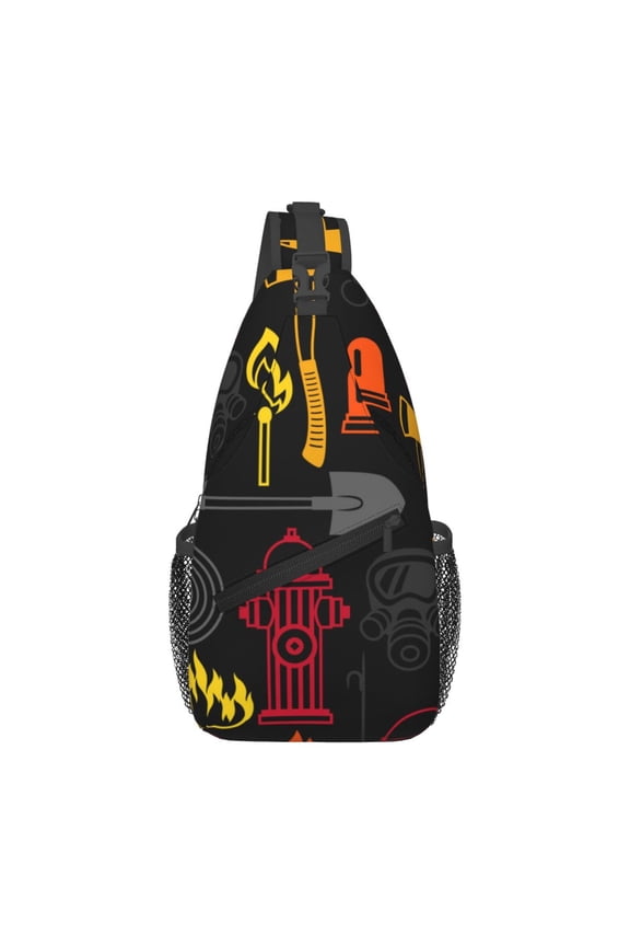 Firefighting Items Fire Firefighter Fighter Sling Backpack Shoulder Chest Crossbody Bag Causal Travel Hiking Daypack
