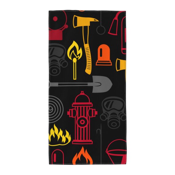 Firefighting Items Fire Firefighter Fighter Soft Bath Towel 12x24 for Beach, Pool, Travel, Gym Quick-Dry Sport Hand Face Wash Cloth