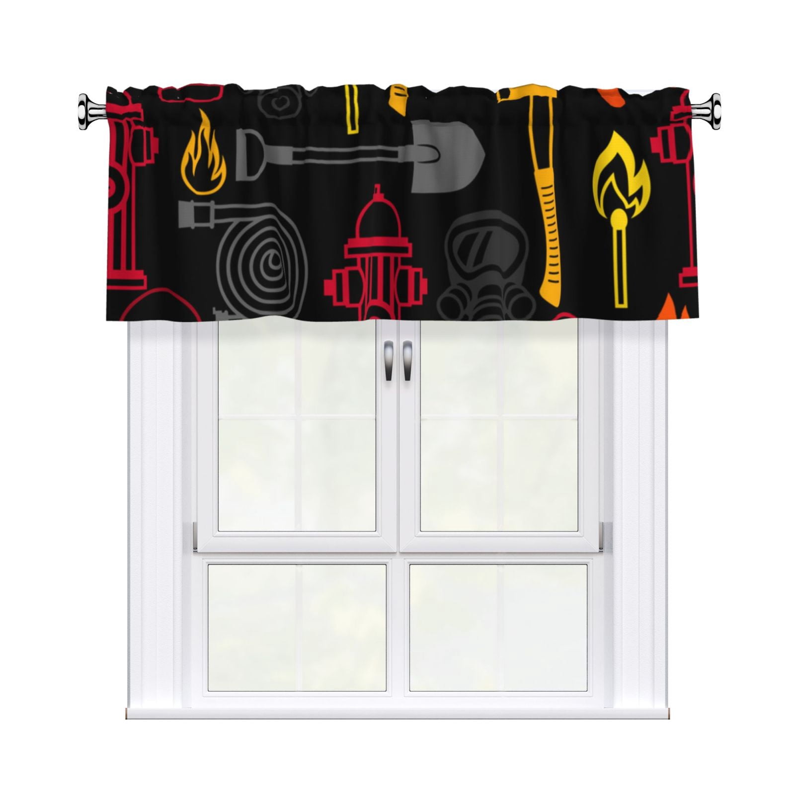 Firefighting Items Fire Firefighter Fighter Valance Curtains Window Rod ...