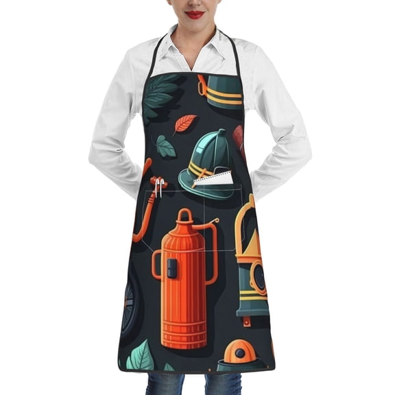 Firefighting Items Firefighter Fire Fighter Apron with Pocket Cooking Waterproof Bib Aprons for Kitchen Baking Chef Gardening BBQ