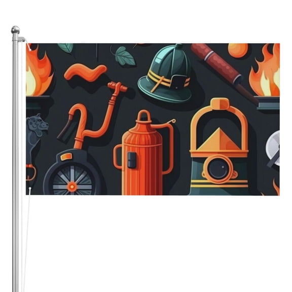 Firefighting Items Firefighter Fire Fighter Double Sided Flag 3x5FT Reversible Garden Flag Outdoor Decor for House, Porch, Lawn, Yard, Indoor Wall, Party Decoration