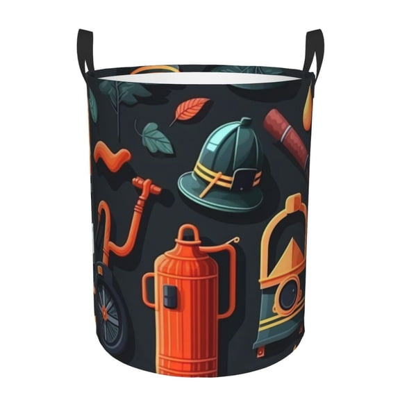 Firefighting Items Firefighter Fire Fighter Foldable Laundry Hamper with Handle Storage Basket for Clothes Toys & Organizing