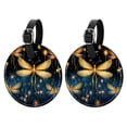 thumbnail image 1 of Fireflies 2pcs PU Leather Round Bag Tags with Privacy Cover and Name ID Tag - Suitcase Tags for Travel Luggage, Handbags, Backpacks, School Bags, 1 of 6