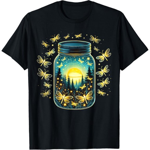Fireflies In A Jar Nature Lover Glowing Insects Summer Night T-Shirt Unisex S-5XL Hot Trending Shirt, Vintage Birthday Gift
