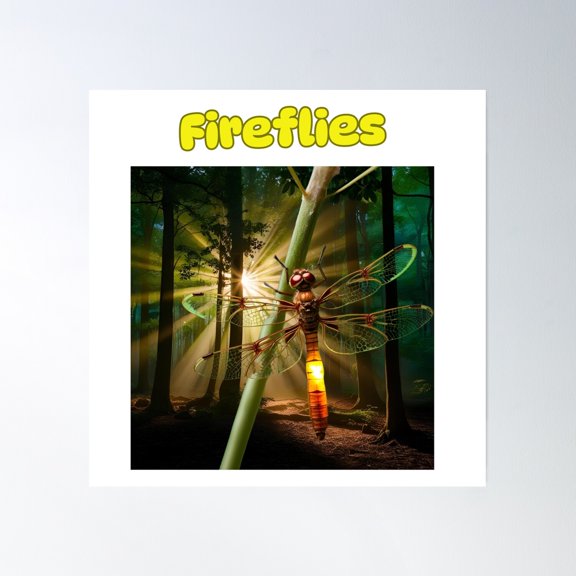 Fireflies In Enchanted Forest Poster Wall Art, Modern Wall Decor, 8x12 UNFRAMED