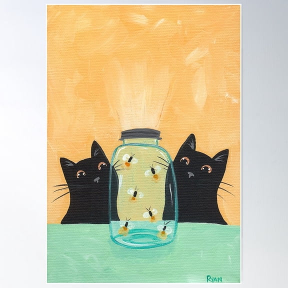 Fireflies In The Mason Jar Poster Wall Art, Modern Wall Decor For Living Room Bedroom, 8x12 UNFRAMED