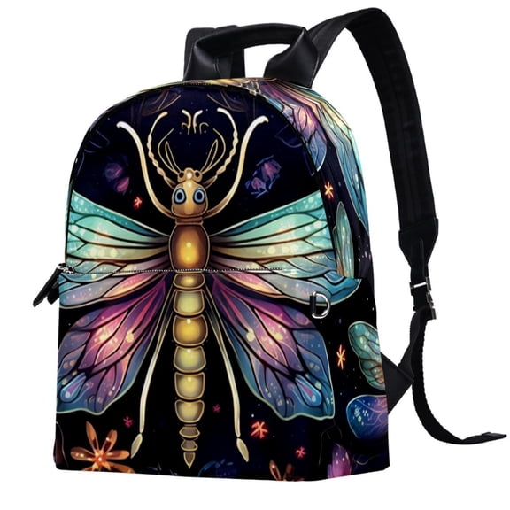 Fireflies Large Capacity Leather Backpack with Adjustable Shoulder Straps - Printed Design Lightweight Bag for Men Women Teens Work School Camping - Laptop Backpacks Canvas Backpack