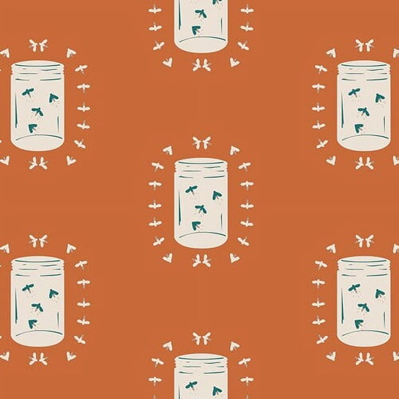 Fireflies Mason Jar Glow fabric, Art Gallery Campsite Fireflies Glow, Sold by the Quarter Yard