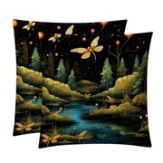Fireflies Patterns - Set of 2, Available in 16x16, 18x18, and 20x20 Inches for Various Occasions, Sofa, Bed, Chair - Includes Pillow Inserts, Cushion Covers, Decorative Pillows