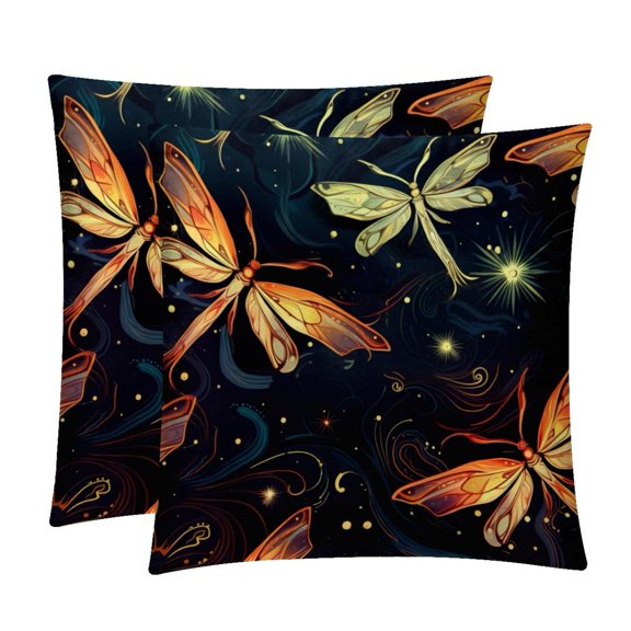 Fireflies Pillow Covers Set of 2 with Unique Patterns for Bed, Chair, and Throw Pillows - Available in 16x16, 18x18, and 20x20 Inchesfor Various Occasions