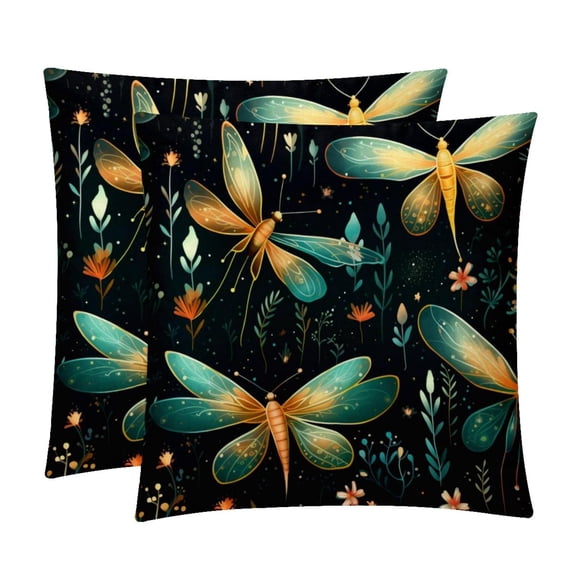 Fireflies Stunning Velvet Throw Pillow Covers with Unique Patterns - Set of 2, 16x16, 18x18, 20x20 Inches for Home Decor and Gifting