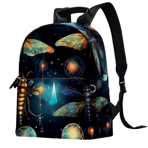 Fireflies Stylish Leather Backpack with Adjustable Shoulder Straps, Large Capacity, Cute Print Design - Lightweight Travel Bookbag for Men Women Teens Work School Camping